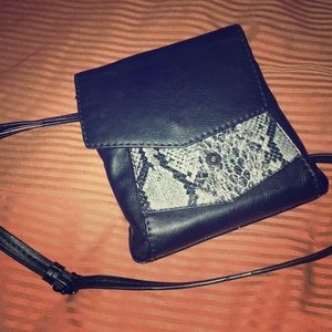 Black and snakeskin purse